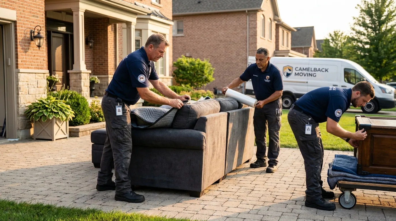 Large estate moving crew wrapping furniture in Brownstown, IN