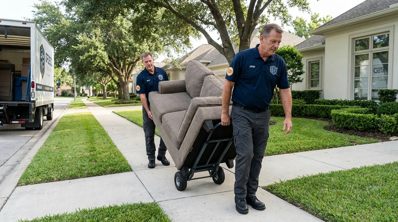Local residential moving crew loading furniture in Brownstown, IN